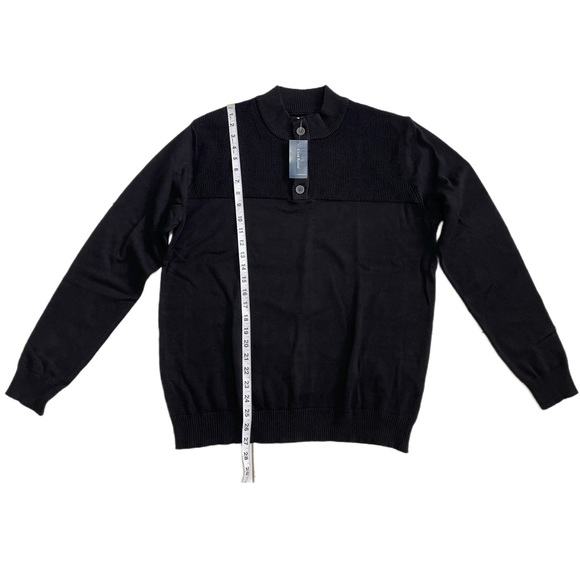 Club Room Mens Button Mock Neck Sweater Size L Deep Black - Picture 3 of 10